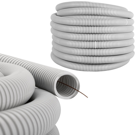 Vlnitá rúra RKGL 32mm 320N Peszel s pilotom na ochranu káblov 50m sivá AKS ZIELONKA