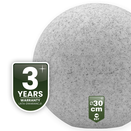 LED LUMIKULA 30cm E27 IP65 LUMILED Vonkajšie kamenné guľové záhradné svietidlo