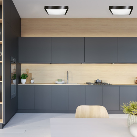 Stropné svietidlo LED Plafond 41cm 2x E27 Black Square + 2x LED žiarovka 10W 4000K Lumiled