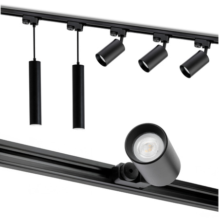 Sada zbernicového osvetlenia 2 m + 5x GU10 zbernicové reflektory čierne LUMILED