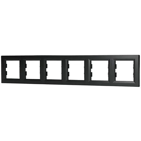 Horizontálny 6-násobný rám pre zásuvku Asfora Anthracite