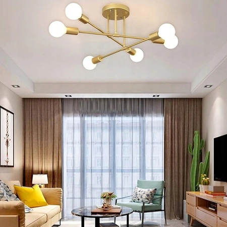 Luster Stropné závesné svietidlo Dekoratívne 6x E27 Zlatá 70cm Eliot Masterled