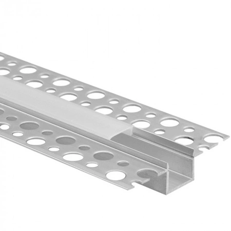 Hliníkový LED profil pre sadrokartón REGIPS Zapustený eloxovaný 1 m s matným difúzorom pre LED pásy + krytky Ecolight série GP