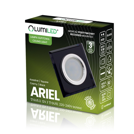 LED GU10 MR16 pevné halogénové stropné svietidlo Ariel čierne štvorcové