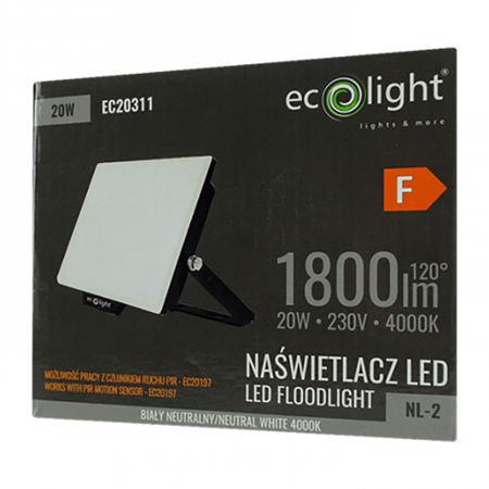 LED reflektor 20W 1800lm 4000K neutrálna biela IP65 NL-2 Ecolight