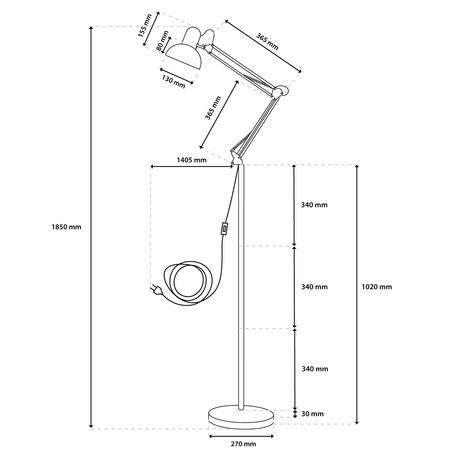 BelsaLumiled LED E27 čierna stolová stojaca lampa s nastaviteľnou výškou
