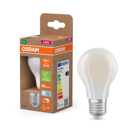 LED žiarovka A60 E27 3,8W = 60W 806lm 4000K neutrálna biela 320° Stmievateľná CLASSIC Osram