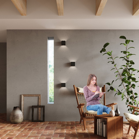 Nástenné svietidlo Up Bottom Square 3000K, teplá biela Black Modern Luca Sollux