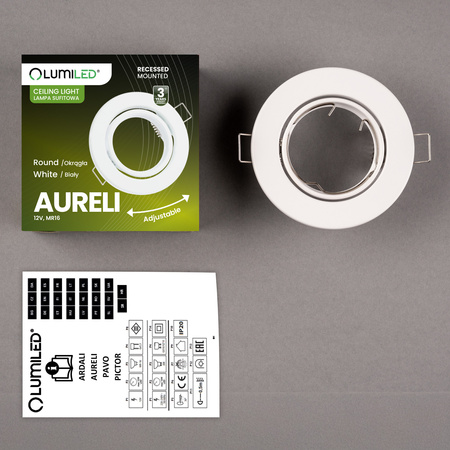 Svietidlo HALOGEN na zapustenú montáž Pohyblivé kruhové svietidlo AURELI White Sheet MR16 GU10