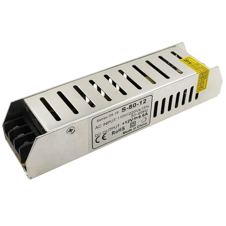 80W 6,6A 12V DC PFC SLIM LED modulárny napájací zdroj