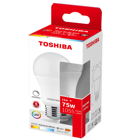 LED žiarovka E27 A60 11W = 75W 1055lm 4000lK neutrálna biela stmievateľná TOSHIBA
