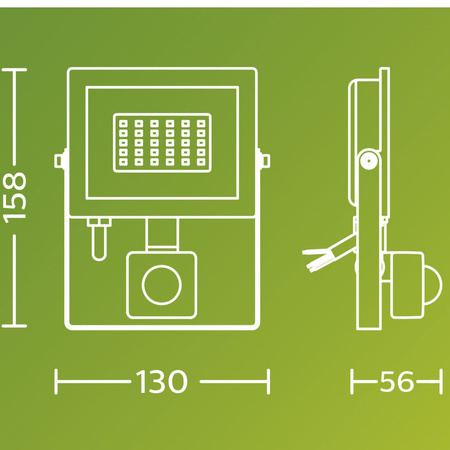 LED reflektor 20W 2050lm 5000K IP65 so senzorom pohybu a súmraku čierny Lois Philips
