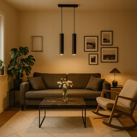 Stropné závesné svietidlo 2x GU10 nastaviteľné matné čierne Keon Masterled