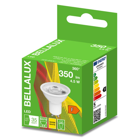 LED žiarovka GU10 4,5W = 35W 350lm 2700K teplá biela 120° BELLALUX