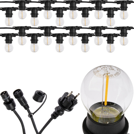 Záhradná vonkajšia svetelná reťaz Girland 10m 20xE27 LED 1,3W Kobi