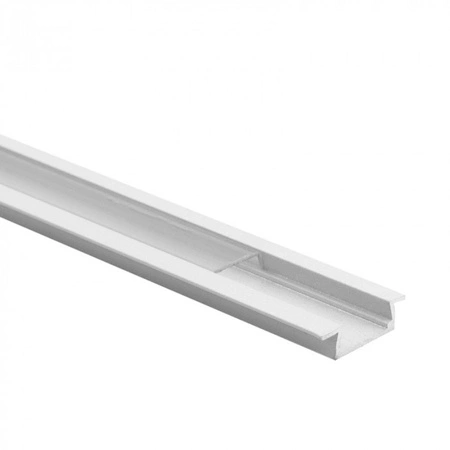 Hliníkový zapustený LED profil biely 2 m s priehľadným difúzorom pre LED pásy + krytky Ecolight série P