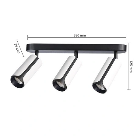 Spot Tuba Stropné svietidlo Reflektor Halogénové svietidlo 3x GU10 Pohyblivé Čierne Biele Sento Masterled