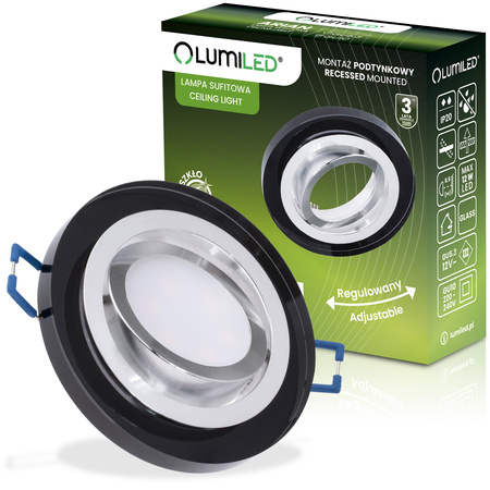 ARIAN MR16 GU10 LUMILED Stropné sklenené halogénové svietidlo Kruhové pohyblivé čierne