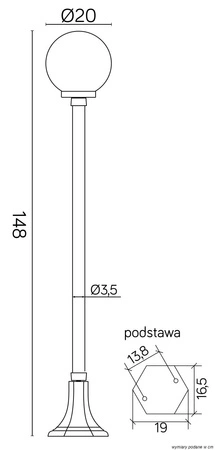 Vonkajšia záhradná lampa stojaca BALL CLASSIC K 5002/1/KP 200 E27 148cm Su-Ma
