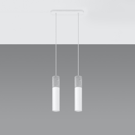 Stropné závesné svietidlo 2x GU10 Tubular White Grey Modern Borigio Sollux