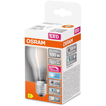 LED žiarovka A60 E27 11W = 100W 1521lm 4000K neutrálna biela CRI90 300° Stmievateľné vlákno SUPERSTAR PLUS CLASSIC Osram