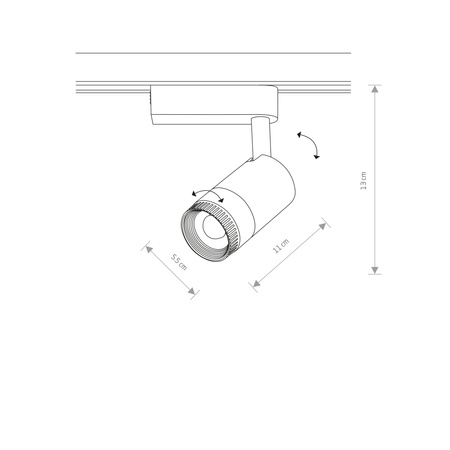 LED reflektor na zbernicu 1 fázový LED 9W 600lm 3000K, teplá biela čierny Moderný PROFIL ZOOM 7625 Nowodvorski