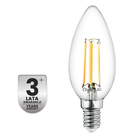 LED žiarovka E14 sviečka B35 2,2W 470lm = 40W 4000K neutrálna biela 360° vlákno CLASS A LUMILED
