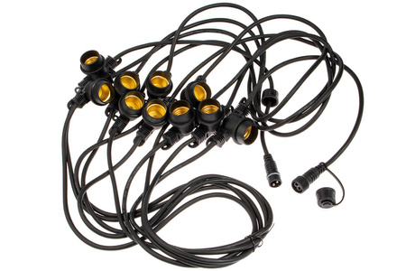 Záhradná vonkajšia svetelná reťaz Girland 15m 15xE27 + LED žiarovky 2W 3000K Lumiled