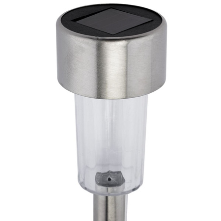 LED záhradná lampa so solárnym pohonom saténová INOX / CHROME