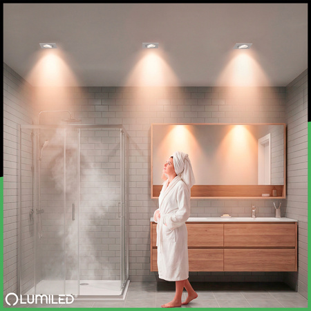 Halogénové svietidlo na zapustenú montáž Pohyblivé štvorcové biele GU10 MR16 VENTUS Lumiled