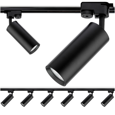 Sada osvetľovacích prípojníc 2 m + 6x RITI GU10 čierna LUMILED reflektor