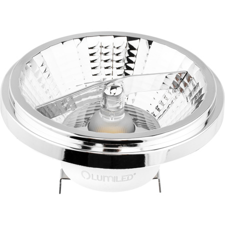 10x LED žiarovka AR111 G53 15W = 100W 1521lm 3000K 12V, teplá biela 24° Silver LUMILED