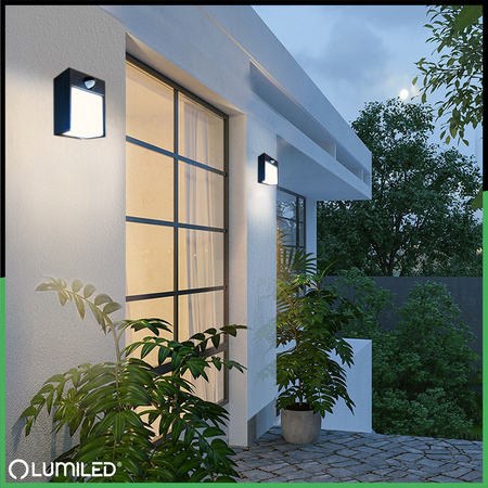 Záhradné nástenné svietidlo LED Vonkajšie nástenné svietidlo PIR IP54 12W 3000K RUBUS LUMILED