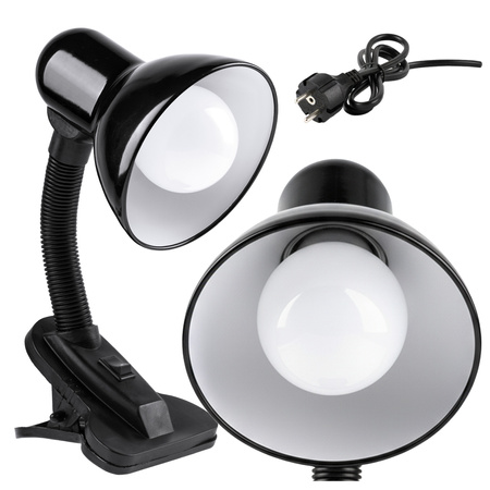 Stolná lampa Školská stolná lampa E27 Clip Black Lumek Kobi
