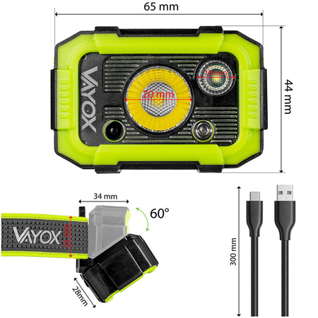 Nabíjateľná LED hlavová baterka 750LM CREE + SMD PRO SERIES VA0187 VAYOX