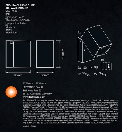 LED GU10 IP44 IK04 Black Endura Ledvance vonkajšie záhradné svetlo