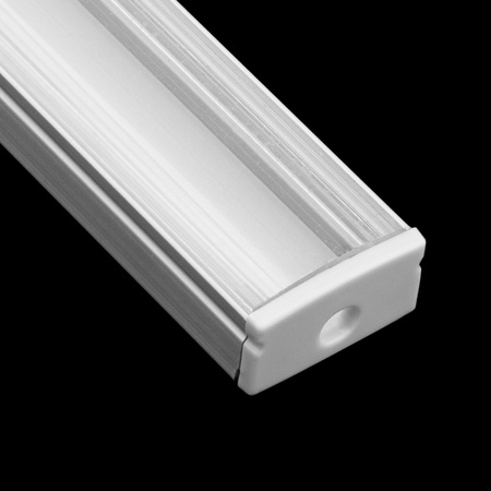 Hliníkový profil pre LED KM36 Silver Povrchová montáž 1m + Priehľadný kryt + Koncové krytky