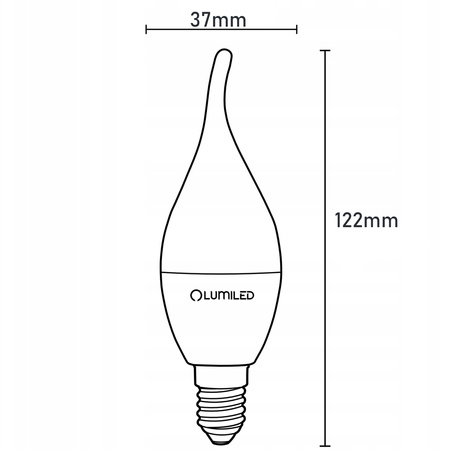 LED žiarovka E14 sviečka BA35 5W = 40W 470lm 3000K teplá biela 180° LUMILED