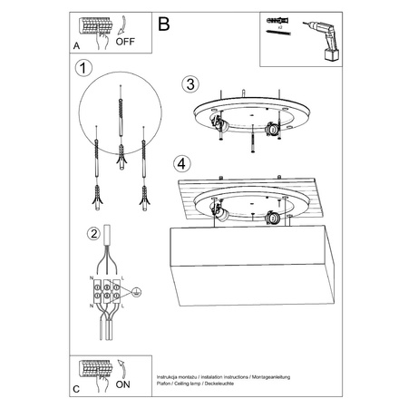 Stropné svietidlo Plafond 3x E27 Square Grey Minimalist Horus Sollux
