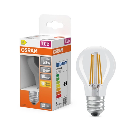 LED žiarovka E27 A60 5,9W = 60W 806lm 2700K teplá biela 300° Filament STAR CLASSIC Osram
