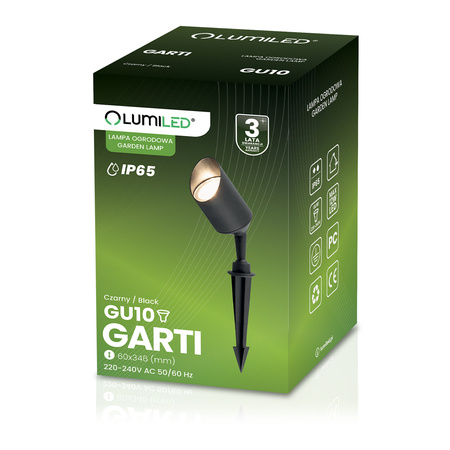 Vonkajšia záhradná lampa LED GU10 s reflektorom IP65 GARTI šnúra LUMILED