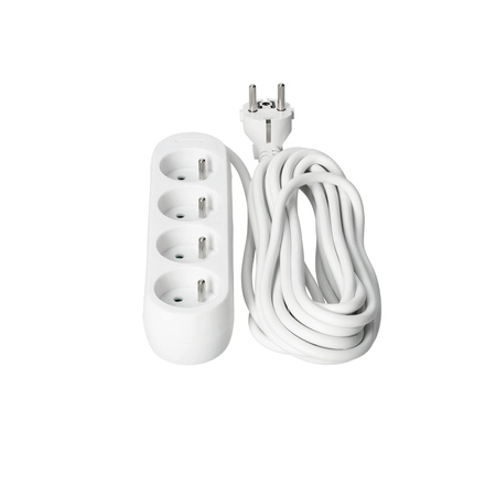 Predlžovací kábel Zástrčka 4x uzemnená zásuvka Napájací pásik 5 m biely Linea Kobi