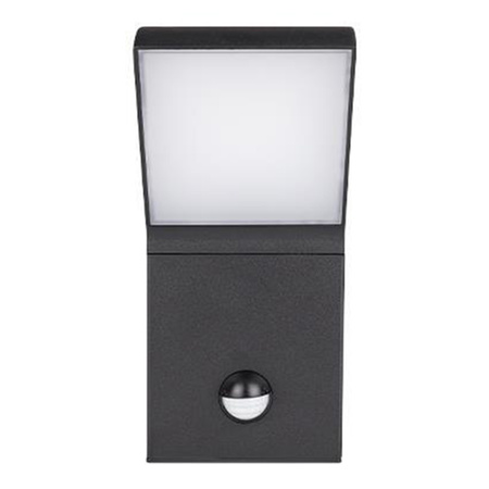 Vonkajšie fasádne nástenné svietidlo LED 12W 550lm 4000K neutrálna biela 120° čierne IP54 so snímačom pohybu Clark Masterled