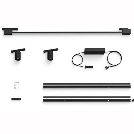 Rail Kit Nástenné svietidlo 240 cm + 2x LED reflektor + Lineárne svietidlo 39,9 W 3620lm IP20 White a Color Ambiance RGB + TW Black Smart SMART Zigbee Bluetooth Perifo Philips HUE