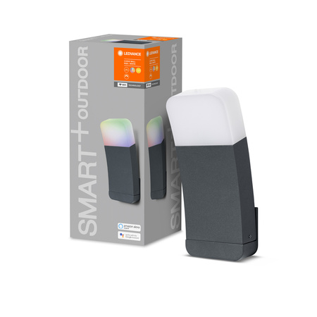 Vonkajšia záhradná LED lampa Vonkajšia nástenná lampa 10W 550lm 3000K, teplá biela RGBW Stmievateľné IP44 Grey SMART+ WiFi Curve Ledvance