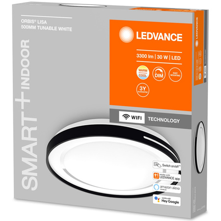 Plafond LED stropné svetlo 30W 2100lm CCT stmievateľné okrúhle čierne SMART+ WiFi Lisa Ledvance