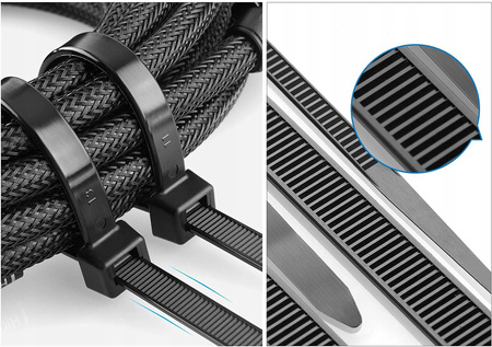 Káblové pásky 4,6x300 mm čierne UV TRACKS Zipové pásky OK-46300B .MORE 100 ks.