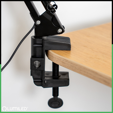 Stolná lampa LED 8W CCT kresliaca stolová lampa 3x zväčšovacie sklo LUCA 2 čierna LUMILED