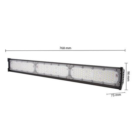 Priemyselná High Bay lineárna 150W 22500lm 5000 Cold 90° čierna IP65 Masterled LED lampa