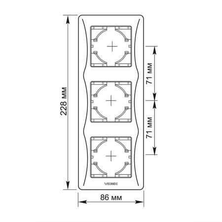 Horizontálny rám zásuvky Trojitá povrchová montáž biela BINERA VIDEX